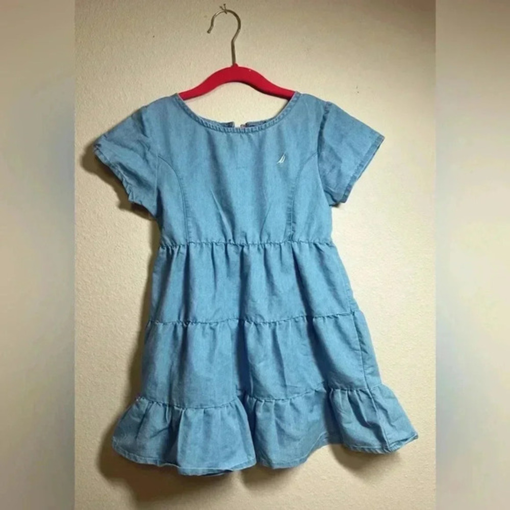 Girls’ Tiered Chambray Dress